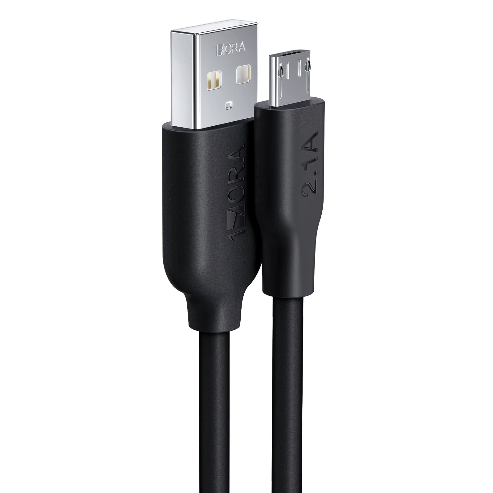 Cable Micro USB V8 de 1 metro con capacidad de 2.1A para carga rápida y transferencia de datos.